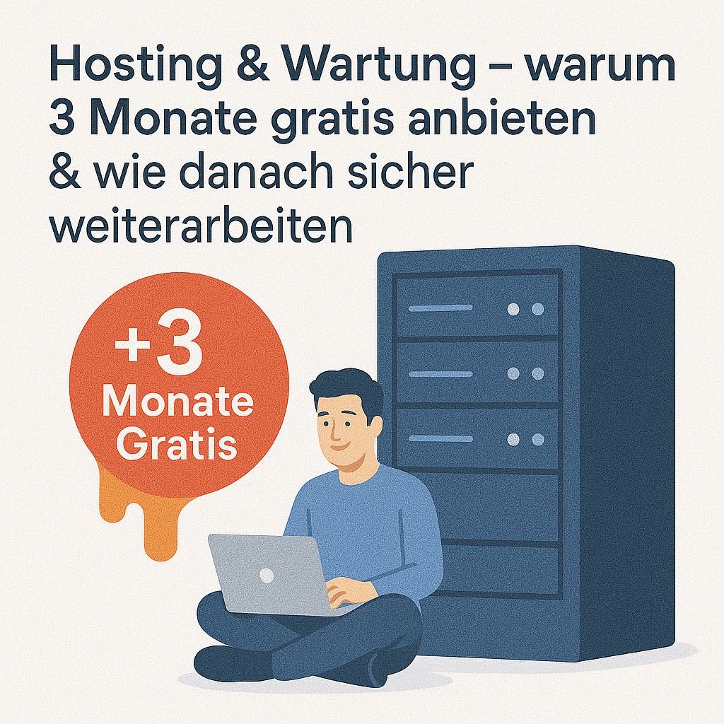 Mehr über den Artikel erfahren Hosting & Wartung – warum 3 Monate gratis anbieten & wie danach sicher weiterarbeiten